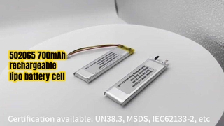 Şarj edilebilir pil LP502065 3.7V 700mAh lipo pil hücresi, 10K NTC'li