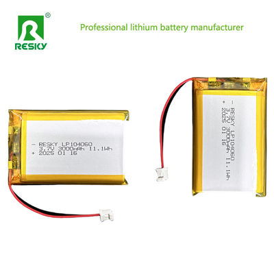 satın al 500 döngü Lipo Pil Paketi 104060 3000mAh 33.3wh 3.7V 11.1V online manufacture
