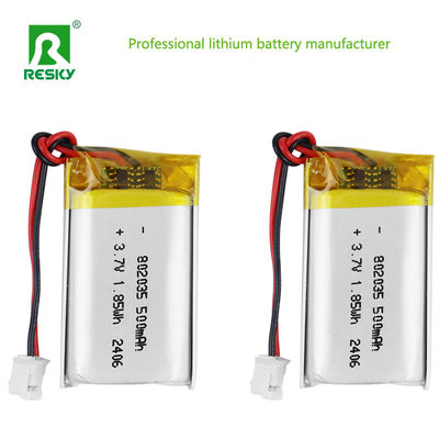 satın al Lityum polimer pil hücresi 802035 3.7V 500mAh 1.85wh Öğrenme cihazları için şarj edilebilir piller Çevrimiçi üretim
