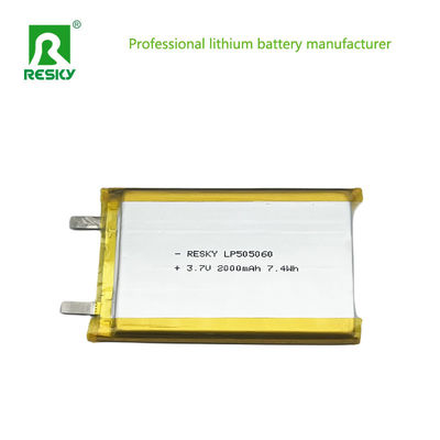 Güç Lityum Polimer Pil Hücresi 505060 2000mAh 7.4wh 3.7V Tıbbi Cihaz için