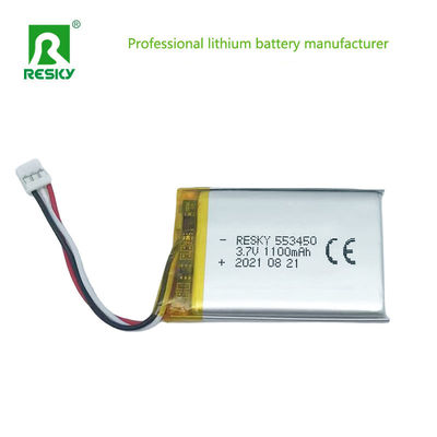 Düz Lityum Polimer Pil Hücresi 553450 603450 3.7V 1100mAh 4.07wh