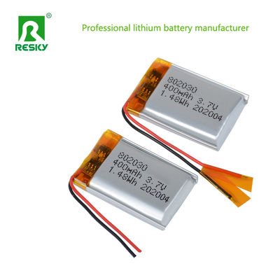 Kompakt 3.7v 400mAh Şarj edilebilir Lityum Polimer Pil Güç Lityum İyon Hücresi 802030 Jst Bağlantısı ile