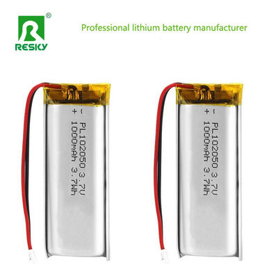 Güç Lityum Pil Hücresi 102050 3.7v 1000mAh Şarj edilebilir Lityum Polimer Pil Hücresi