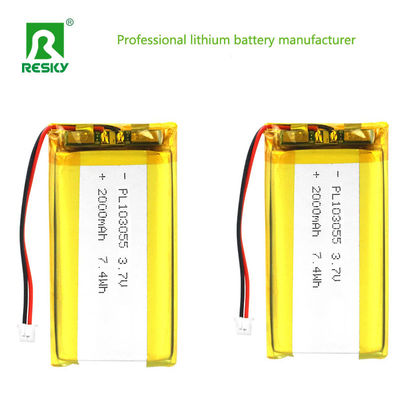 Güç Lityum İyon Hücresi 103055 3.7V 2000mAh 7.4wh Şarj edilebilir Lityum Polimer Pil