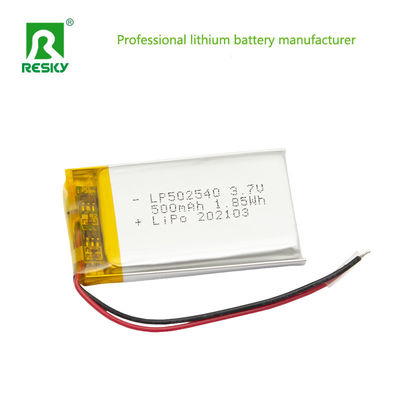Şarj edilebilir Güneş Lityum Pil Hücresi 502540 3.7v 500mAh 1.85wh Güç Li-Ion Pil