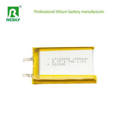 Güç Lityum İyon Hücresi 703048 3.7v 1000mAh 3.7wh Şarj edilebilir Lityum Li-Ion Polimer Pil