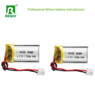 Lityum polimer pil hücresi 3.7V 901430 360mAh 1.33wh Şarj edilebilir Lityum polimer pil paketi